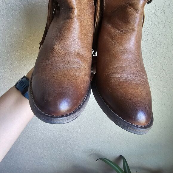 circle g womens boots 8.5 Honey Brown Fringe Booties Western Bohemian - Picture 3 of 8